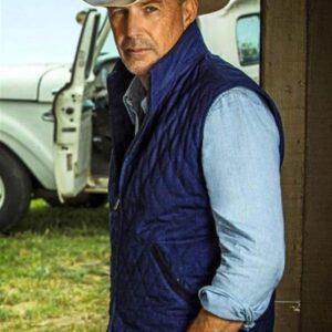 Kevin Costner Blue Quilted Vest