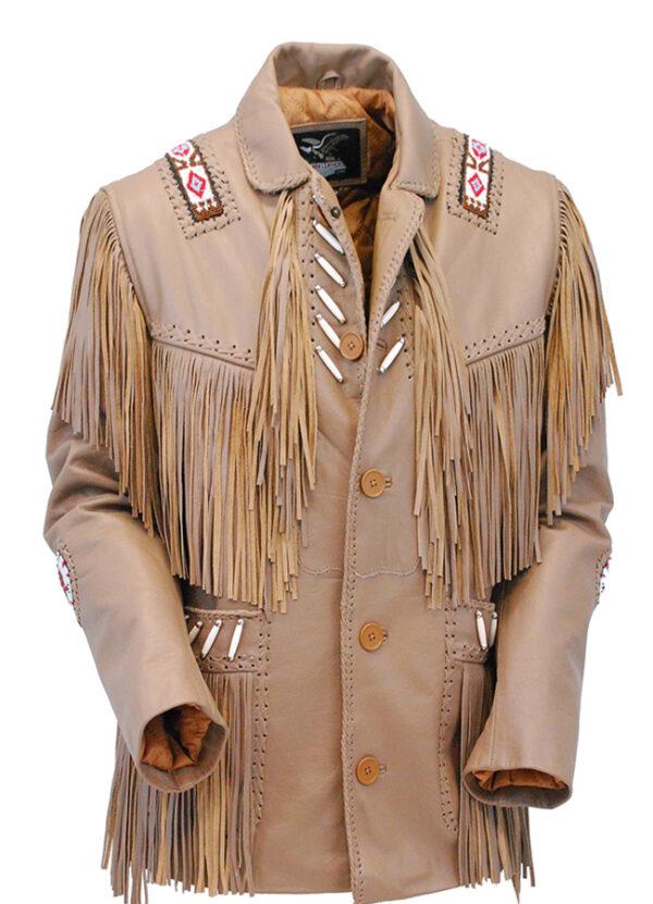 Native American Cowboy Western Style Leather Jacket
