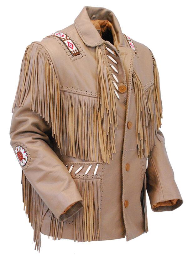 Native American Cowboy Western Style Leather Jacket